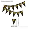 Decoración de Cumpleaños Temática Oro Negro 50º y 60º Suministros para Fiesta Arreglo Pancarta Banderines Decoración Digital
