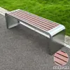 Sillas de Parque de Acero Inoxidable, Bancos para Exteriores, Bancos para Plaza de Jardín al Aire Libre, Asientos Públicos de Ocio de Madera Plástica Anticorrosiva