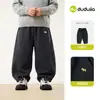Dududu Home Calças Infantis Inverno Quente Calças de Perna Torta para Meninos Plus Veludo 2026 Novas Calças Longas para Bebê Roupas de Inverno para Meninas