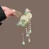 Pente de Cabelo Flor de Lótus Azul Estilo Antigo Grampo de Cabelo Folha de Lótus Fresca Acessórios de Cabelo Qipao Novo Headdress Versátil Chinês Grampo de Cabelo