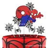 Decoración de pastel de cumpleaños de Spider-Man transfronteriza, tarjeta de pastel para fiesta temática de superhéroes con brillo de doble cara