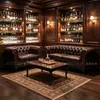 Bar Retro Americano Speakeasy Bar de Whisky y Cigarros Cabina con Sofá Recepción Cafetería Juego de Mesa y Silla Individual
