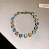 Pulseira Dopamina Zircônia com Fecho Redondo, Pulseira Fashionável de Luxo Leve de Alta Qualidade, Única e Elegante, Acessório de Mão Exquisito e Doce