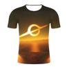 Amazon comercio exterior nueva pareja con camiseta de talla grande agujero negro impresión digital cuello redondo camiseta de hombre para mapa se puede configurar