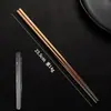 Palillos Cuadrados Medios de Cristal de Hielo de Titanio Puro de 23.5 cm, Palillos Portátiles para Estudiantes, Estuche Portátil de Viaje, Un Palillo por Persona, Antimoho, Antideslizantes