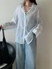 Camisa de Manga Larga con Textura de Cuadros para Mujer, Nuevo Estilo Primavera y Otoño, Camisa de Diseño Casual Holgada y Relajada, Camisa de Protección Solar para Mujer