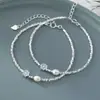 Nalan Plata S925 Fresco y Dulce Estilo Ins Exquisito Simple Flor Azul Perla Pulsera de Plata Rota S8006