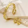 Pulsera de Acero Inoxidable de Venta Caliente Europea y Americana Anillo Versátil Abierto Simple Set de Joyería Dorado Retro en Forma de C