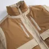 Roupas Masculinas Fronteira Norte Marca Americana Moderna 2025 Inverno Nova Jaqueta de Algodão Color Block Masculina Gola Alta Roupa de Trabalho Casaco de Algodão Engrossado