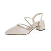 Sandalias de Tiras Baotou para Mujer 2024 Verano Nuevo Estilo Tacón Grueso Tacón Medio Diamantes de Imitación Suave Hada Versátil Sandalias de Falda