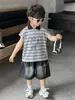 Conjunto de Verano para Niños 2026 Nuevo Fresco y Elegante Camisa Polo Fina Infantil Estilo Coreano Chaleco sin Mangas de Verano para Niños