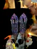 Pendientes Largos con Borlas de Diamantes de Colores de Alta Gama Dingka para Mujer, Pendientes Exquisitos y Elegantes, Joyería para Orejas de Cobre Suministro Temu