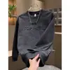 Sudadera Gruesa de Terciopelo Otoño e Invierno 2025 Tendencia para Hombre Versátil Pulóver Tie-Dye Estampado de Letras Top Manga Larga para Hombre