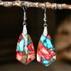 Nuevos pendientes de Amazon, pendientes de piedra emperador geométrica de color bohemio, pendientes vintage de temperamento, joyería europea y americana.