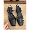 Sandalias Francesas de Punta Descubierta para Mujer Primavera y Verano Nuevo Estilo con Tacón Grueso Cómodas Zapatos Romanos a la Moda