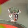 Yuebao Joyería Jade Hetian Plata Pura 999 Jade Verde Sapo Dorado Moneda de Cobre Tallada Rojo Sur Diseño Nicho Anillo Personalización