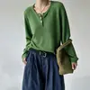 Novedad Otoño 2026 Estilo Coreano Holgado Casual Cuello Redondo Suéter de Punto Hueco para Mujer, Suéter de Algodón Color Sólido MMHT