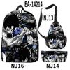 Mochilas Escolares Tendência Europeia e Americana Transfronteiriças, Roupas com Personagens Impressão Colorida 3D Conjunto de Mochilas Duplas de Viagem