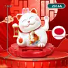Gato de la Suerte Alimentado por Energía Solar con Función Automática de Saludo Sensible a la Luz, Decoración de Coche Gato de la Fortuna, Adorno Curativo para Aliviar el Estrés, Regalo para Ceremonia de Apertura