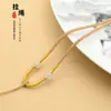 Colar Gargantilha Ajustável de Ouro Envolto Feito à Mão de Alta Qualidade Cordão Pingente de Jade Dourado Corda de Joia para Homens e Mulheres
