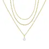 Collar con Colgante de Zirconia Gota de Agua y Cadena Retorcida Efecto Onda de Agua Transfronterizo Europeo y Americano Cadena Clavicular Pequeña y Única para Mujer