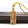 Tibet Thangka Pintado à Mão Ouro Raposa de Nove Caudas Raposa de Cauda de Fênix Flor de Pessegueiro Pingente Mini Aço Titânio Pequeno Colar Thangka