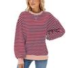 Suéter de manga larga holgado con cuello redondo a rayas y contraste de color para mujer, otoño e invierno, comercio exterior transfronterizo de Amazon 2024, Europa y Estados Unidos