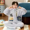 Cardigan de Pijama de Franela para Niñas con Cremallera Otoño Invierno Niños Espesado Coral Fleece Conjunto Ropa de Casa Cálida Estudiante Niño