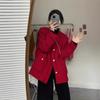 Abrigo Rojo para Mujer, Nuevo Estilo Otoño e Invierno 2026, Grueso de Moda de Gama Alta para Mujer, Atuendo Navideño de Año Nuevo
