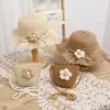 Sombreros para Niños, Sombreros de Pescador de Verano para Mujer, Sombreros de Paja, Juego de Dos Piezas, Elegantes y Lindos, Sombreros de Sol con Protección Solar de Flores
