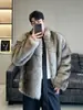 Nuevo Abrigo de Piel para Hombre Abrigo de Piel Sintética de Visón Chaqueta de Piel de Visón Corta Casual de Invierno Chal