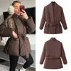 Estilo europeo y americano, Amazon, AliExpress, moderno y a la moda, versátil de color liso, corte holgado, chaqueta cálida de algodón, marrón oscuro