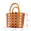 Cesta de Verduras Bolsa de Paja Nuevo Estilo Ins Cesta de Compras de Verduras Estilo Pastoral Bolsa para Mujer Bolsa Tejida Colorido Contrastante Puesto Colorido