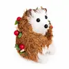 Adornos navideños de animales hechos a mano, zorro, ardilla y erizo tejidos con piñas y paja, arreglos de mesa festivos