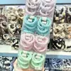 2 piezas por paquete, scrunchies de alambre de teléfono a cuadros de colores dulces, accesorios para el cabello simples y sin costuras para niñas
