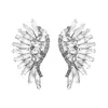 Pendientes de diseño creativo con forma de alas de microdiamantes para mujer, estilo ins de temperamento de lujo ligero, joyería de oreja exagerada europea y americana