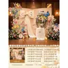 Montaje de Decoración para Fiesta de Cumpleaños de 100 Días del Bebé, Escena Floral con Lazos, Fondo de Cumpleaños Estilo Coreano Tablero Kt