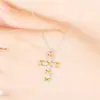 Kaiwei Nuevo Colgante de Cruz Doble Color Chapado en Oro Cruz Colgante de Circonita Collar Cadena de Personalidad Forma XO Europea y Americana