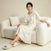 Vestido Pijama de Verano para Mujer Estilo Princesa Delgado Holgado de Longitud Media Algodón Nube (Oro)