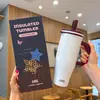 Nueva Taza de Hielo de Gran Capacidad de Acero Inoxidable 316 con Asa y Popote, Taza Térmica Fría y Caliente para Coche, Edición Dopamina
