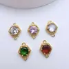 Cobre Chapado en Oro Zirconia de Alta Retención de Color Colgante Doble Hexagonal Materiales para Pulsera de Cuentas Hecha a Mano DIY Collar