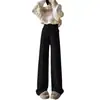 Calça de terno estilo coreano de cintura alta, com caimento solto e pernas largas, para mulheres, nova coleção de outono, modelagem solta, emagrecimento, perna reta, calça casual de comprimento total