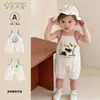 Mameluco de Bebé con Tirantes, Nuevo Estilo de Verano, Mameluco Tipo Chaleco Delgado para Bebés, Sin Mangas, Entrepierna Abierta, Traje Transpirable para Gatear