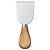 Juego de 4 cuchillos para queso de acero inoxidable con mango de madera de acacia, cortador de crema, tenedor para queso de pizza, espátula, untador de mantequilla, herramienta para hornear