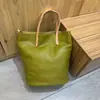 Bolso de Piel de Vaca de Primera Capa Curtida al Vegetal para Mujer, Bolso Sencillo para el Trabajo, Bolso Cubo de Gran Capacidad, Bolso de Hombro Retro Portátil de Estilo Niche