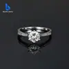 Anillo de Plata de Ley S925 Europeo y Americano con Moissanita para Mujer, Anillo de Boda de Lujo Ligero de Nicho, Anillo de Seis Garras de Moda Clásica para Mujer