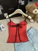 Nova Camisola com Laço Feminina Lapela Roupa Externa Doce e Picante Sem Mangas Sexy Slim Top de Base Interno