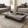Mesa de Café Flotante Cuadrada de Lujo Ligero Minimalista Italiano Mármol Marrón Venecia Sala de Estar Hogar