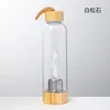 Columna de Cristal Donghai Columna de Energía Taza Prisma Hexagonal de Cristal Tapa de Bambú Taza de Té de Vidrio Taza de Agua Deportiva con Correa Botella de Agua