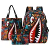 Mochila Escolar de Moda para Estudiantes Nuevos Transfronteriza Tiburón Patrón Personalizado Estampado Ligera Casual Mochila Simple con USB